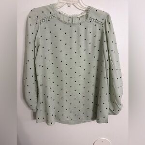 By the river Mint Green Polka Dot Women's Top Size Large